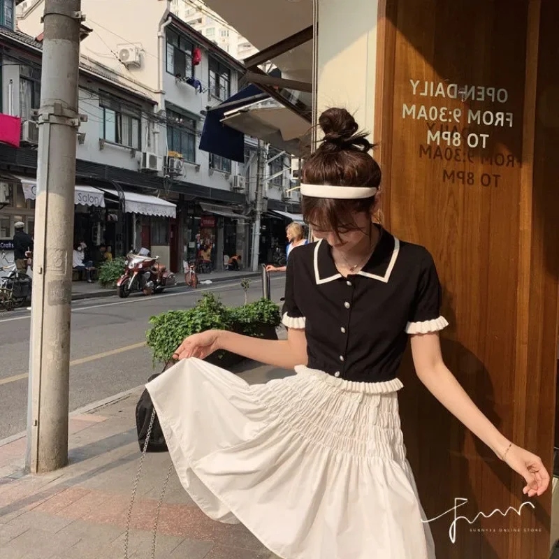 Female Tee Knitted Women's Polo Button Korean Style Clothing Cheap Tops Pulovers Luxury Youth High Quality Casual Basic T-shirts
Female Tee Knitted Women's Polo Button Korean Style Clothing Cheap Tops Pulovers Luxury Youth High Quality Casual Basic T-shirts