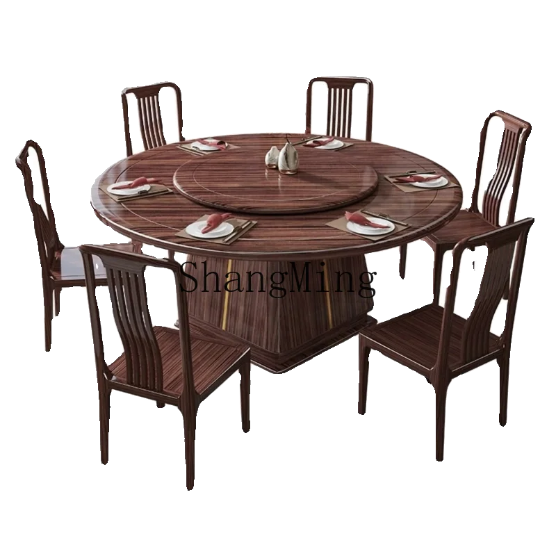 HJ new Chinese solid wood dining table household round table ebony wood with turntable large round table
HJ new Chinese solid wood dining table household round table ebony wood with turntable large round table