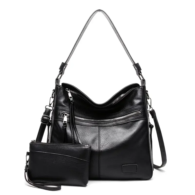 Stylish and classic Retro Faux Leather Women's Tote Bag Set with Casual Zipper Shoulder Bag and Coin Purse. Versatile and functi
Stylish and classic Retro Faux Leather Women's Tote Bag Set with Casual Zipper Shoulder Bag and Coin Purse. Versatile and functi