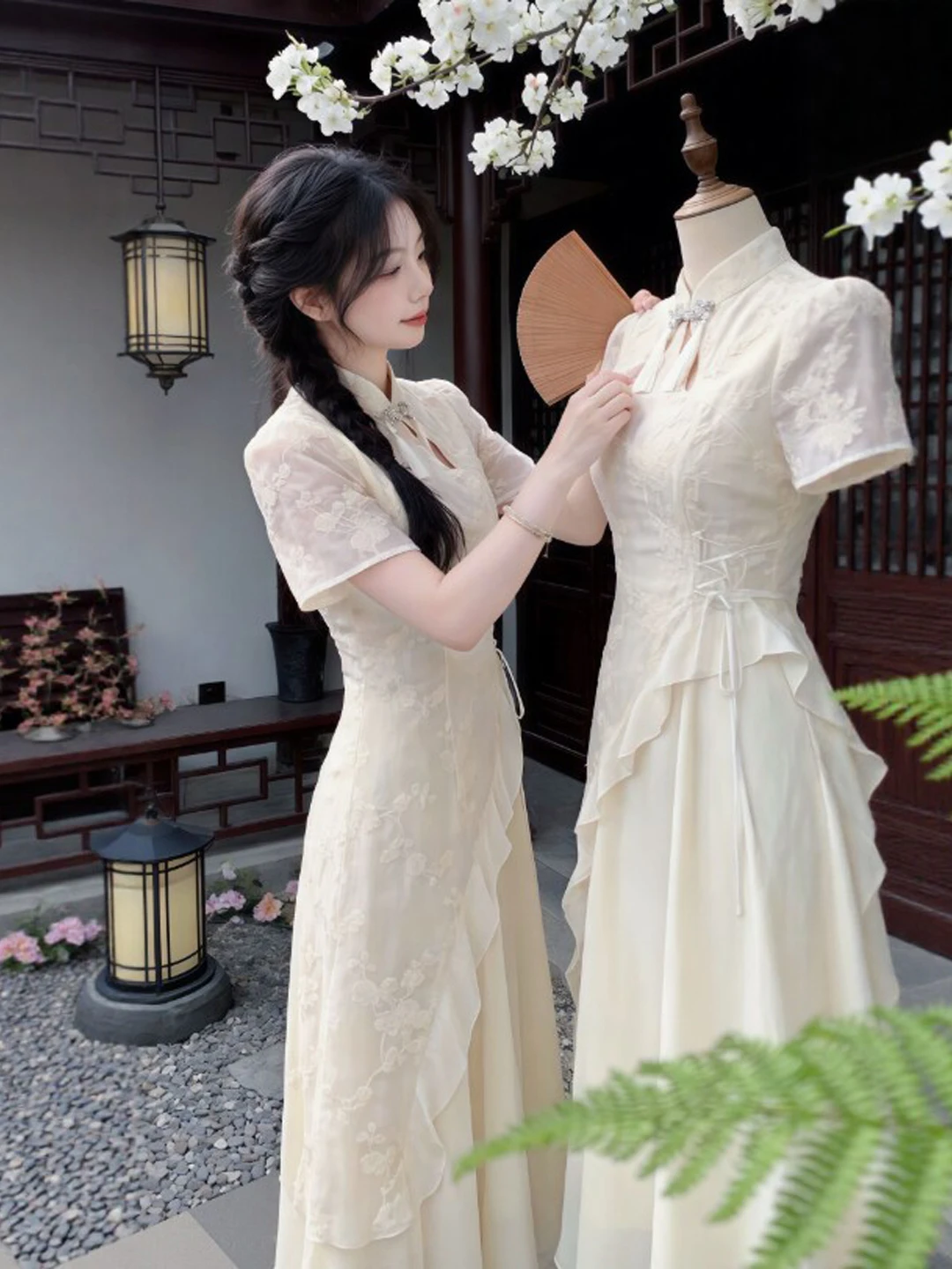 New Chinese Style Gentle Wind Beautiful Irregular Lace Hem Dress Cotton Short Sleeve Women's Dress Business City Walk Daily S...
New Chinese Style Gentle Wind Beautiful Irregular Lace Hem Dress Cotton Short Sleeve Women's Dress Business City Walk Daily S...