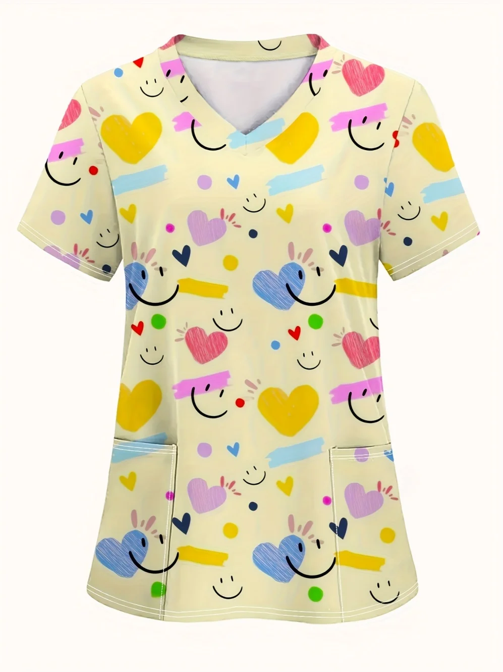 New Surgical Uniforms Woman Elegant Heart-Shaped Print Casual V-Neck Short Sleeve Top Fashion Comfortable Dental Uniforms Women
New Surgical Uniforms Woman Elegant Heart-Shaped Print Casual V-Neck Short Sleeve Top Fashion Comfortable Dental Uniforms Women