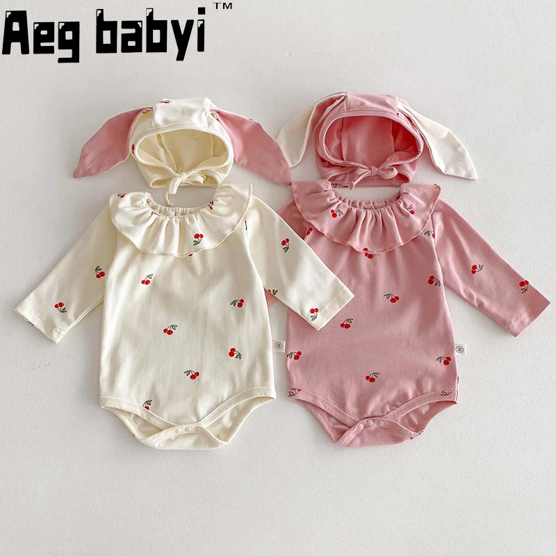 Newborn Baby Girl Rompers Cherry Print Long Sleeve Casual Jumpsuit Outfit Baby Spring New Cute Bunny Ears Hats
Newborn Baby Girl Rompers Cherry Print Long Sleeve Casual Jumpsuit Outfit Baby Spring New Cute Bunny Ears Hats