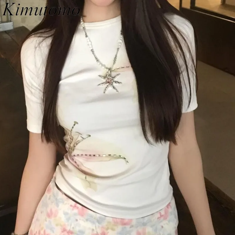 Kimutomo Women T Shirts O Neck Half Sleeve Slim Floral Printed Y2k Aesthetic Crop Tops Female Harajuku Female Casual Tee 
Kimutomo Women T Shirts O Neck Half Sleeve Slim Floral Printed Y2k Aesthetic Crop Tops Female Harajuku Female Casual Tee