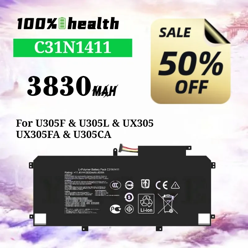 C31N1411 3830mAh Laptop Battery for ASUS U305F/U305L/UX305/UX305FA/U305CA Lithium Rechargeable Battery
C31N1411 3830mAh Laptop Battery for ASUS U305F/U305L/UX305/UX305FA/U305CA Lithium Rechargeable Battery