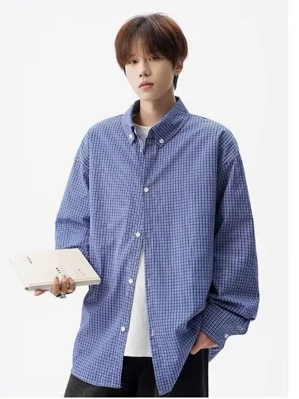 Retro American Blue irt Men's Spring Autumn Loose Casual Long Sve Layering Couple's irt Coat M Fem Faion
Retro American Blue irt Men's Spring Autumn Loose Casual Long Sve Layering Couple's irt Coat M Fem Faion