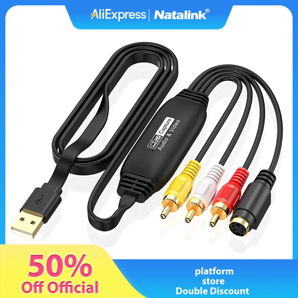 Цифровой конвертер Natalink VHS → USB - Видеозахват с входом RCA/AV для старых VHS/VCR/Mini DV/Hi8/DVD
Цифровой конвертер Natalink VHS → USB - Видеозахват с входом RCA/AV для старых VHS/VCR/Mini DV/Hi8/DVD