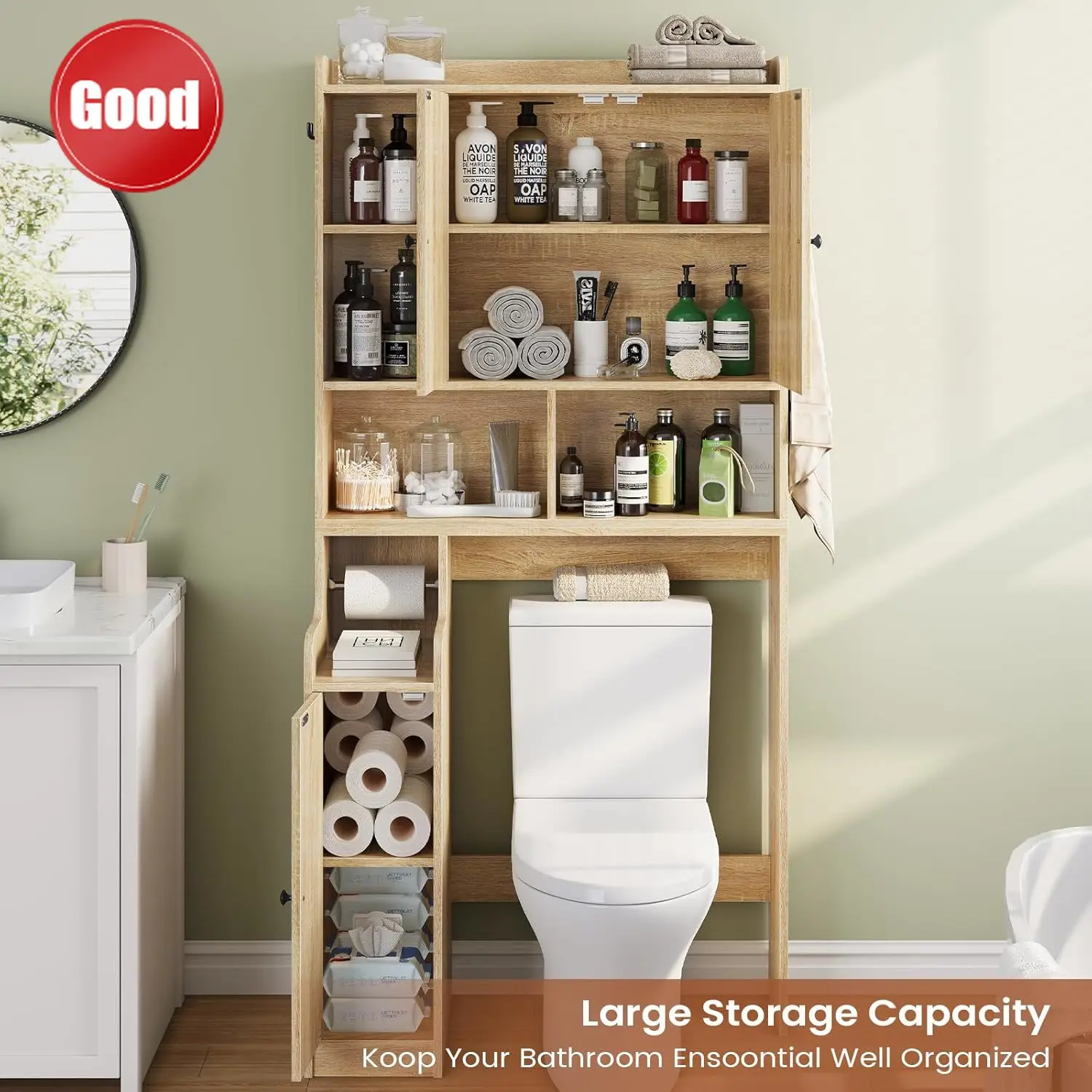 Over The Toilet Storage Cabinet, Farmhouse Rattan Bathroom Cabinet, Over Toilet Bathroom Organizer with Rattan Barn Doors & Toil
Over The Toilet Storage Cabinet, Farmhouse Rattan Bathroom Cabinet, Over Toilet Bathroom Organizer with Rattan Barn Doors & Toil