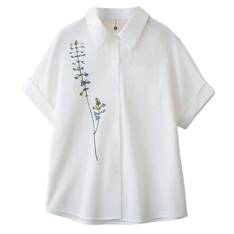 2026 Summer Plus Size Women Short Sleeve Shirt Embroidery Cotton Blouse Elegant Loose Cardigan Casual Tops For Curvy Ladies 8885
2026 Summer Plus Size Women Short Sleeve Shirt Embroidery Cotton Blouse Elegant Loose Cardigan Casual Tops For Curvy Ladies 8885