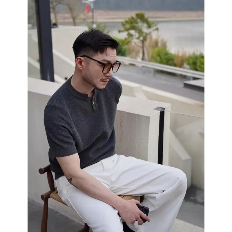 Pine Pattern Texture Casual Simple Men's Henry Collar T-irt Pure Color New Sle Versatile High End mat Trendy
Pine Pattern Texture Casual Simple Men's Henry Collar T-irt Pure Color New Sle Versatile High End mat Trendy