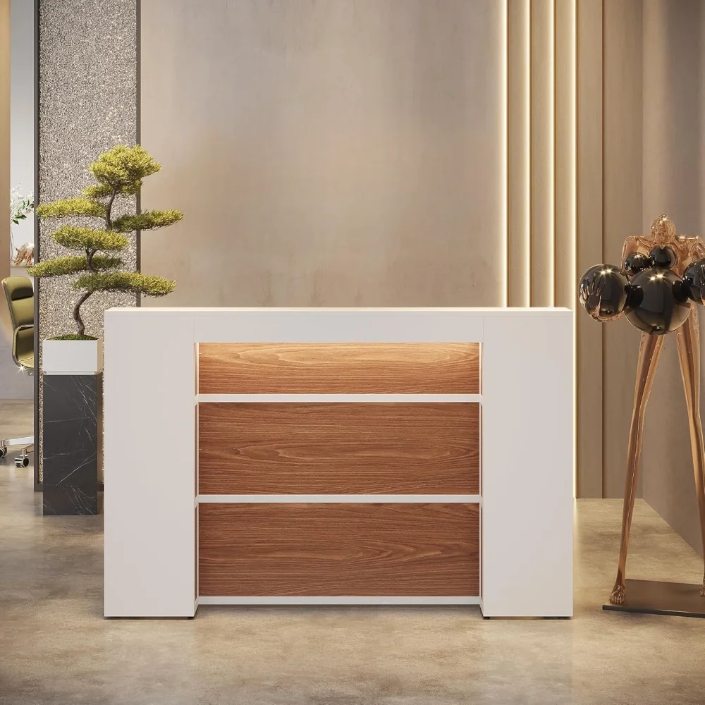 Modern Reception Desk with LED Lights, 63-Inch Front Counter Table for Reception Room
Modern Reception Desk with LED Lights, 63-Inch Front Counter Table for Reception Room