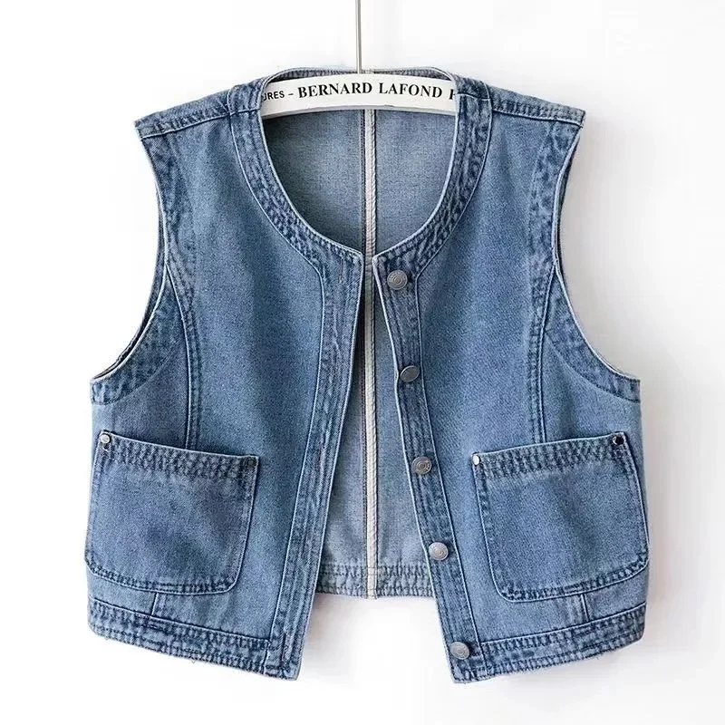 Spring Autumn Women's Short Denim Vest Jacket Single Breasted Korean Slim Casual Jeans Vest Female Waistcoat Tops Chaleco Mujer
Spring Autumn Women's Short Denim Vest Jacket Single Breasted Korean Slim Casual Jeans Vest Female Waistcoat Tops Chaleco Mujer