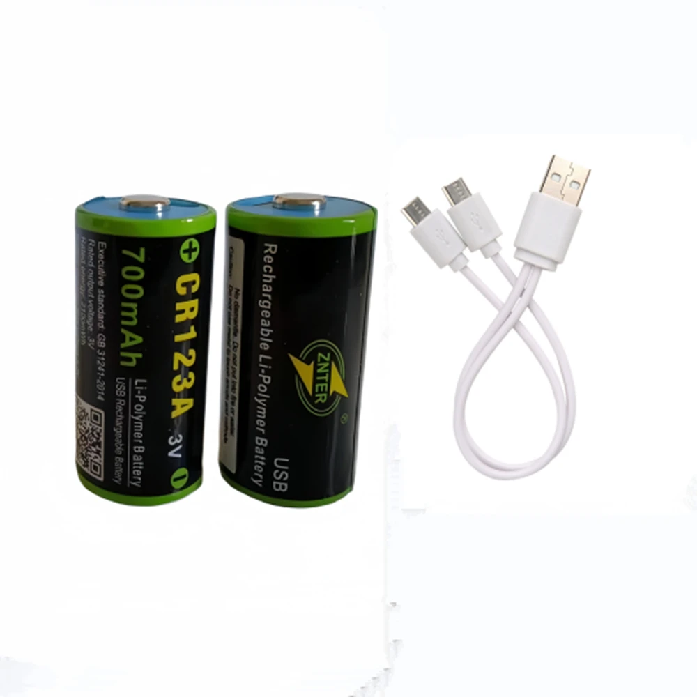 2PCS ZNTER 700mAh CR123A rechargeable lithium battery 3.0V USB rechargeable battery with USB cable charging
2PCS ZNTER 700mAh CR123A rechargeable lithium battery 3.0V USB rechargeable battery with USB cable charging