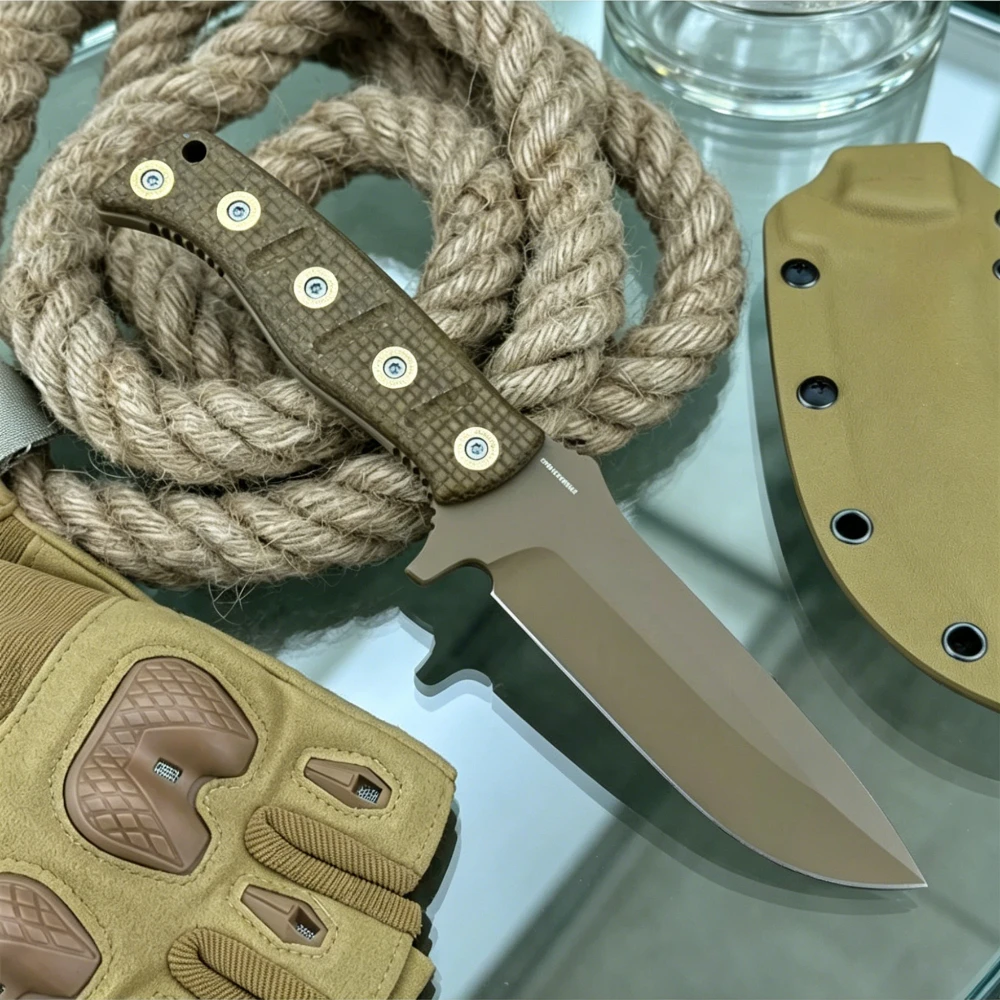 Portable Camping Fixed Blade Knife BM 375, D2 Steel Blade Luxury Micarta Handle, Outdoor EDC Hunting Fishing Knife with Sheath
Portable Camping Fixed Blade Knife BM 375, D2 Steel Blade Luxury Micarta Handle, Outdoor EDC Hunting Fishing Knife with Sheath