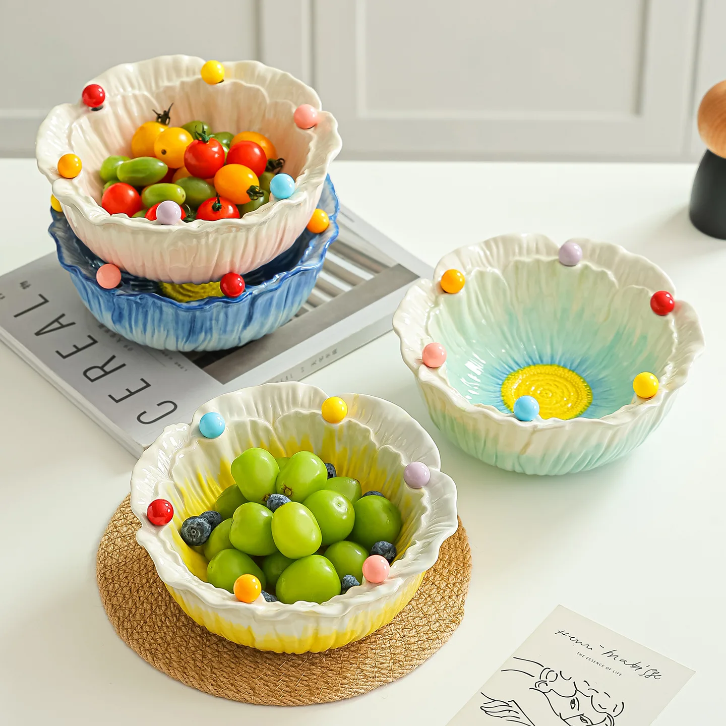 Floral Ceramic Fruit Salad Bowl Set with Forks,Creative Snack Platter & Serving Tray, Home Tableware,Kitchen & Dessert Container
Floral Ceramic Fruit Salad Bowl Set with Forks,Creative Snack Platter & Serving Tray, Home Tableware,Kitchen & Dessert Container