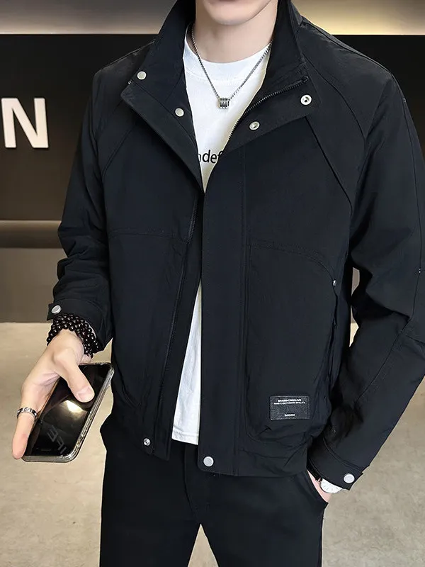 Casual Sle Men's Jaet Stand Collar Outerwear Spring Autumn Polyester Fabric Breathable Long Sve Zipper Closure Coat
Casual Sle Men's Jaet Stand Collar Outerwear Spring Autumn Polyester Fabric Breathable Long Sve Zipper Closure Coat