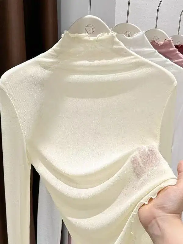 Spring Transparent Lace Mesh Base Shirt Women's Fashionable High Collar Thin Veil See through Lace Tight Fit Women's Top
Spring Transparent Lace Mesh Base Shirt Women's Fashionable High Collar Thin Veil See through Lace Tight Fit Women's Top