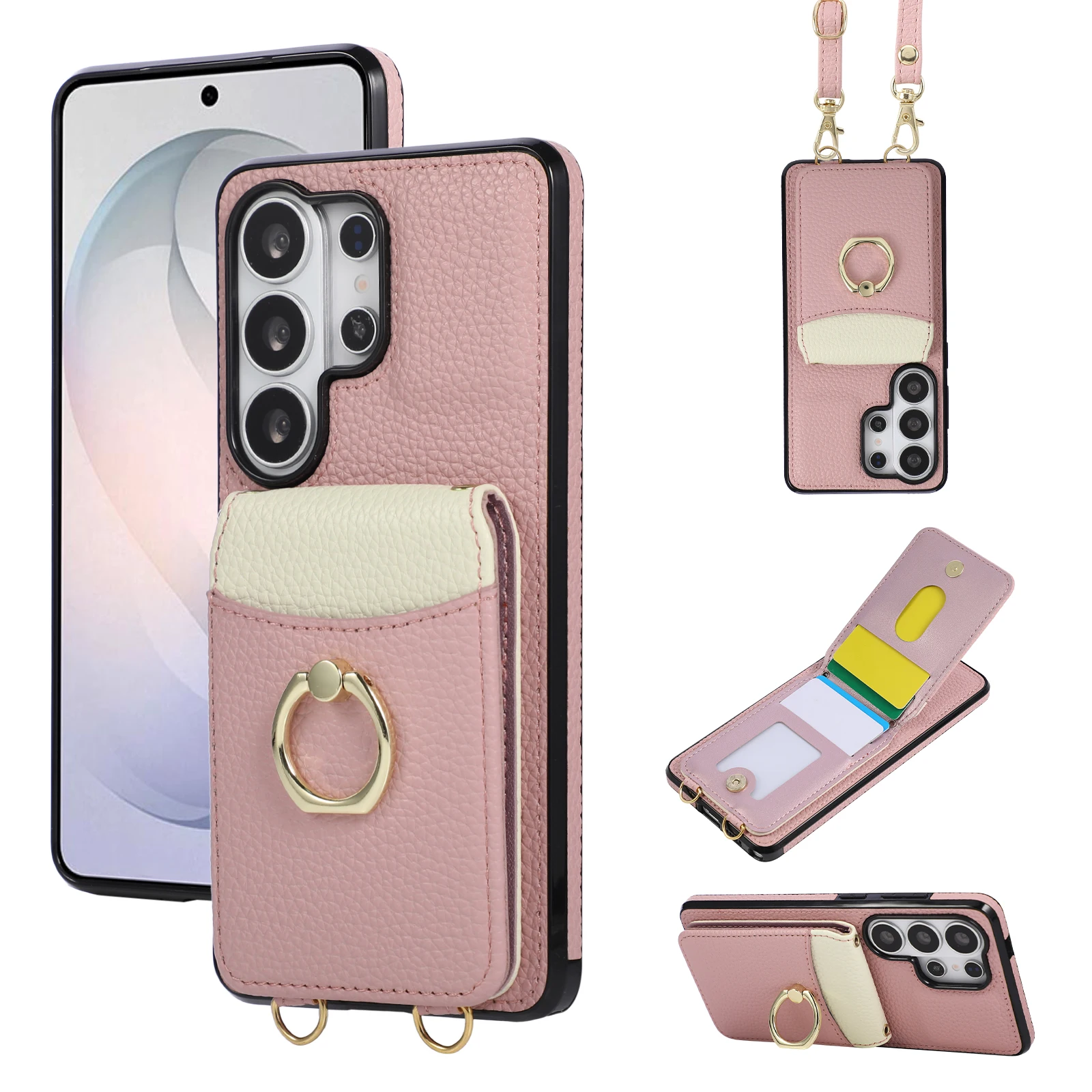 Crossbody Lanyard Lychee Leather Card Solt Case for Samsung S26 Ultra S25 S24 Plus S23 A27 A17 Color Blocking Shockproof Cover
Crossbody Lanyard Lychee Leather Card Solt Case for Samsung S26 Ultra S25 S24 Plus S23 A27 A17 Color Blocking Shockproof Cover