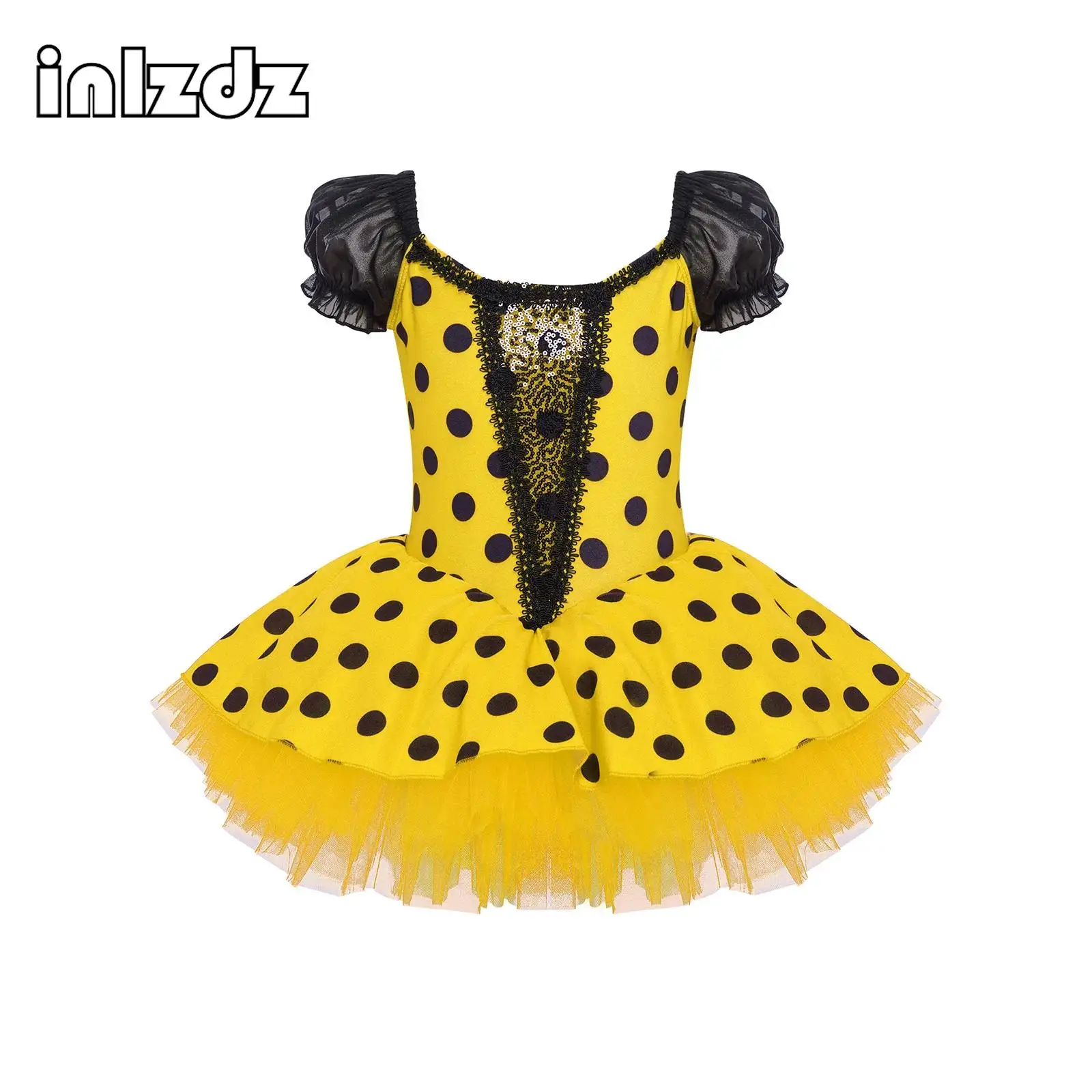 Kids Girls Ballet Dance Tutu Dress Short Puff Sleeve Shiny Sequins Color Block Dots for Stage Performance Costume Dancewear
Kids Girls Ballet Dance Tutu Dress Short Puff Sleeve Shiny Sequins Color Block Dots for Stage Performance Costume Dancewear