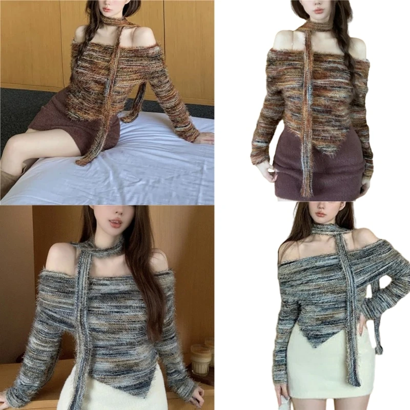 Stylish Black Off Shoulder Sweater with Belt Long Sleeve Women's Knitted Top
Stylish Black Off Shoulder Sweater with Belt Long Sleeve Women's Knitted Top