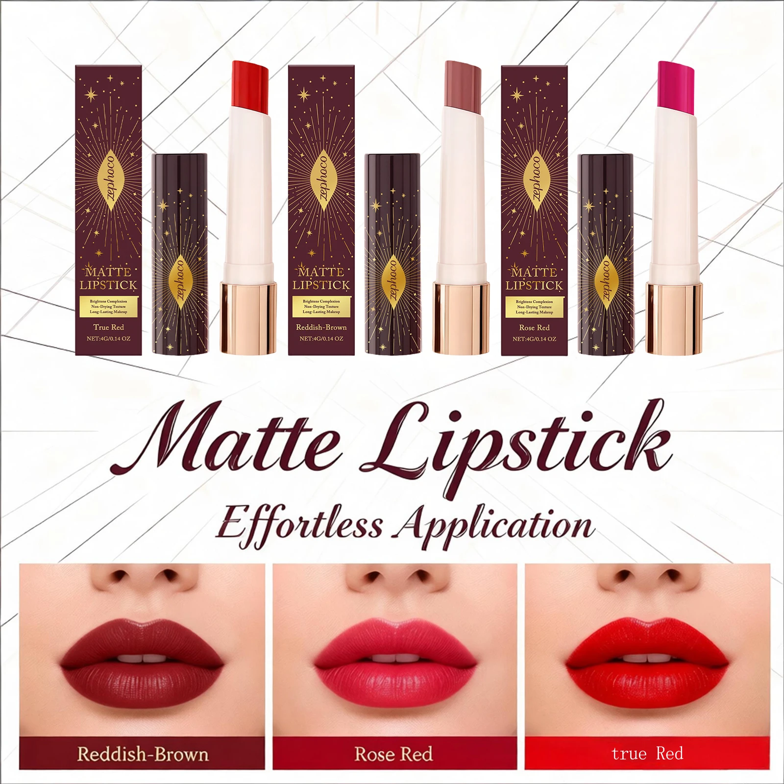 Matte Lipstick Waterproof Long Lasting Natural Color Rendering Refreshing and Non Greasy Reddish Brown Lipgloss Women Makeup
Matte Lipstick Waterproof Long Lasting Natural Color Rendering Refreshing and Non Greasy Reddish Brown Lipgloss Women Makeup