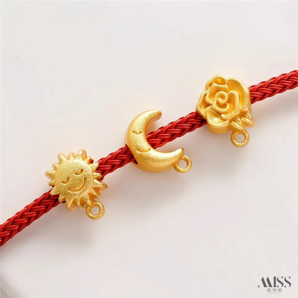 Sand Gold Color Matte Gold Sun Rose Moon Large Hole with Hanging Ring, Bead Spacer DIY Braided Rope Bracelet Accessories 
Sand Gold Color Matte Gold Sun Rose Moon Large Hole with Hanging Ring, Bead Spacer DIY Braided Rope Bracelet Accessories