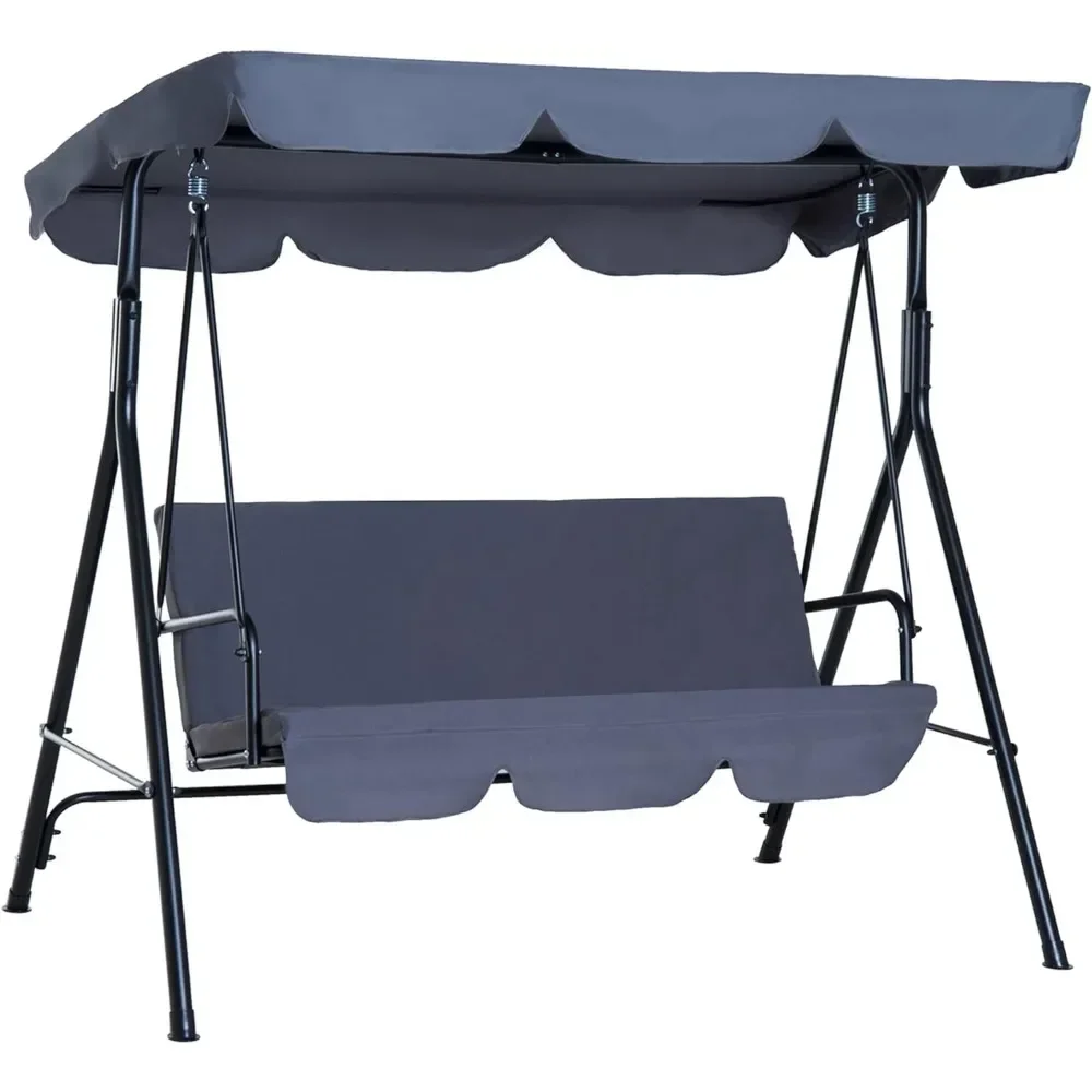 3-Seat Outdoor Patio Swing Chair with Removable Cushion, Steel Frame Stand and Adjustable Tilt Canopy for Patio
3-Seat Outdoor Patio Swing Chair with Removable Cushion, Steel Frame Stand and Adjustable Tilt Canopy for Patio