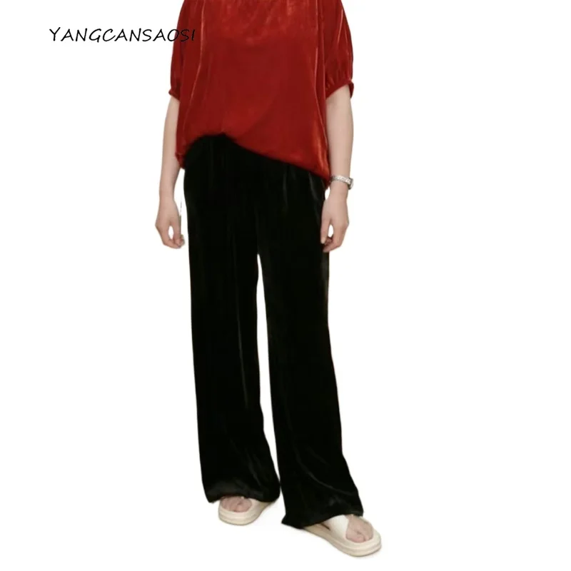 Women's Fashion Clothing Autumn/Winter New Black 30% Natural Mulberry Silk Velvet Retro High Waist Loose Versatile Casual Pants
Women's Fashion Clothing Autumn/Winter New Black 30% Natural Mulberry Silk Velvet Retro High Waist Loose Versatile Casual Pants