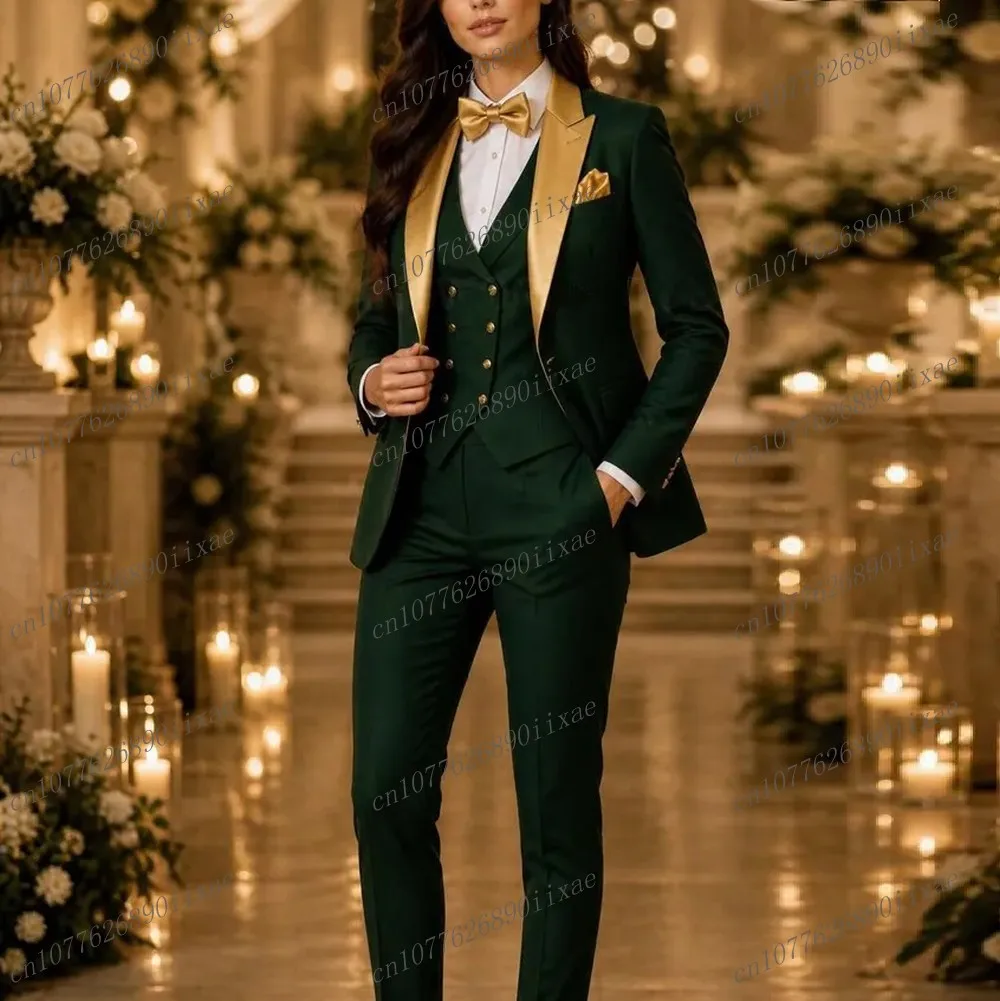 Gold Collar Dark Green Women Suits Lady Business Tuxedos Mother Wedding Party Formal Ladies 3 Piece Set Jacket Vest Pants
Gold Collar Dark Green Women Suits Lady Business Tuxedos Mother Wedding Party Formal Ladies 3 Piece Set Jacket Vest Pants