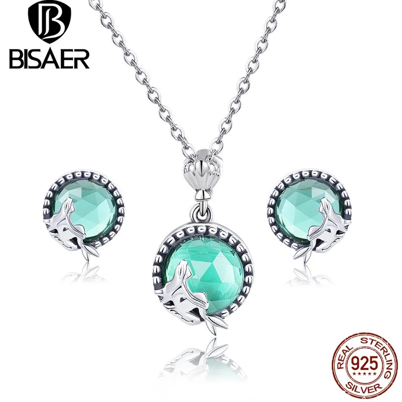 BISAER Real 925 Sterling Silver Green Mermaid Jewelry Set Necklace Earrings For Women Beach Party Original Fine Jewellery
BISAER Real 925 Sterling Silver Green Mermaid Jewelry Set Necklace Earrings For Women Beach Party Original Fine Jewellery