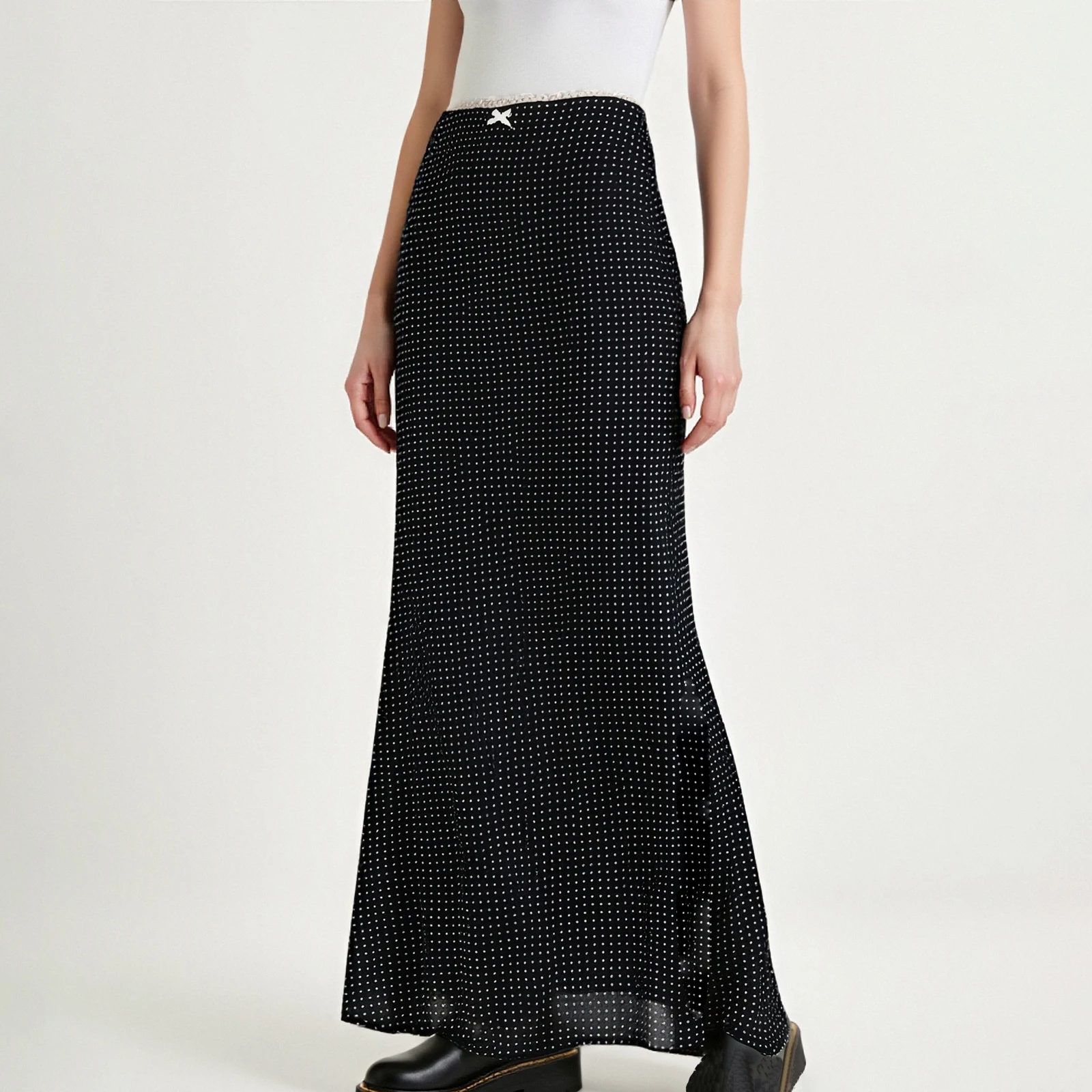New Fashion Women Long Skirt Summer Dot Print Low Waist Lace Patchwork Bow Decor Going Out Skirts Hot Sale S M L
New Fashion Women Long Skirt Summer Dot Print Low Waist Lace Patchwork Bow Decor Going Out Skirts Hot Sale S M L