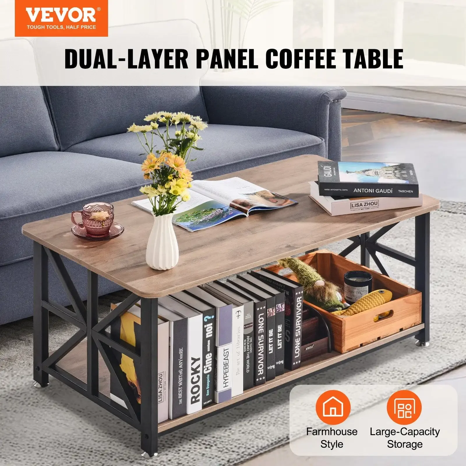 40" Farmhouse Coffee Table, Rectangle Coffee Table with Open Storage Compartment
40" Farmhouse Coffee Table, Rectangle Coffee Table with Open Storage Compartment