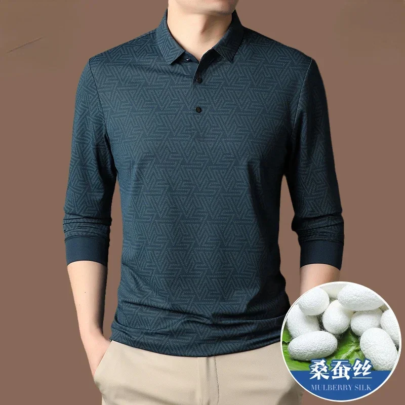Long Sleeved T-shirt for Men 100% Mulberry Silk High Quality T Shirts 2025 Spring Autumn Casual Fashion Polo Shirt Camisetas
Long Sleeved T-shirt for Men 100% Mulberry Silk High Quality T Shirts 2025 Spring Autumn Casual Fashion Polo Shirt Camisetas