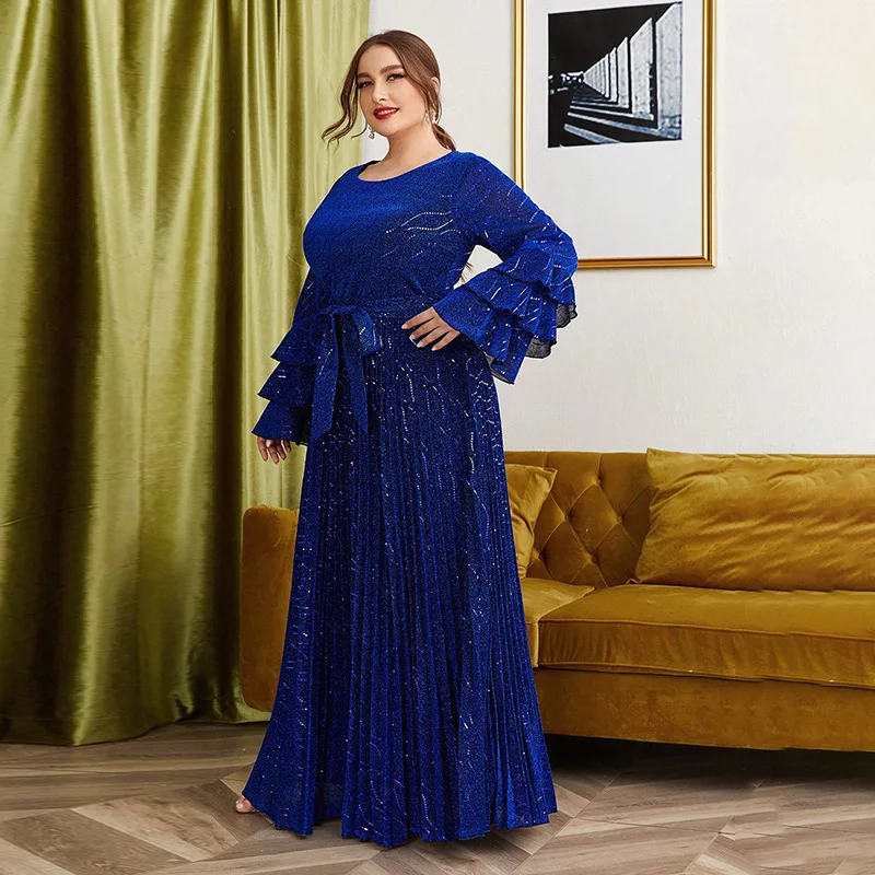 Evening Gown New Long Skirt Flared Sleeves Fashionable Hot Stamping Casual Plus Size Gold Velvet Dress Elegantes Casual Y2k
Evening Gown New Long Skirt Flared Sleeves Fashionable Hot Stamping Casual Plus Size Gold Velvet Dress Elegantes Casual Y2k