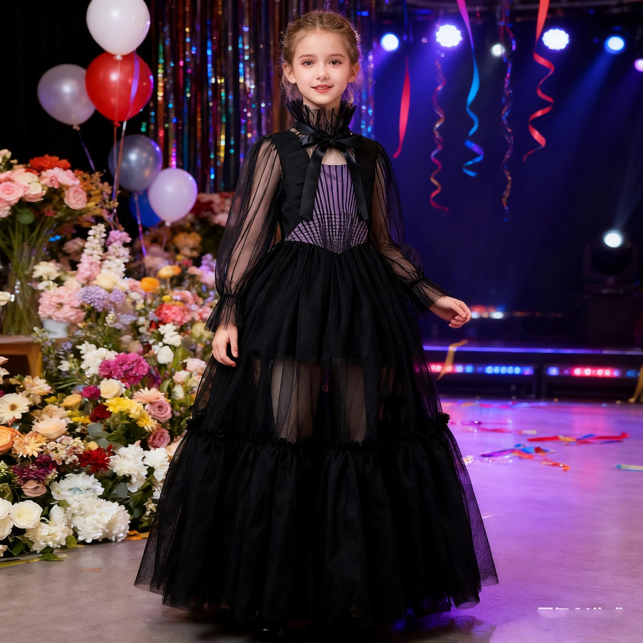 Fashion Girls Long Dress Black Lace Sleeve masked ball gown Elegant dress for girl Teenage Carnival Easter Halloween party dress
Fashion Girls Long Dress Black Lace Sleeve masked ball gown Elegant dress for girl Teenage Carnival Easter Halloween party dress