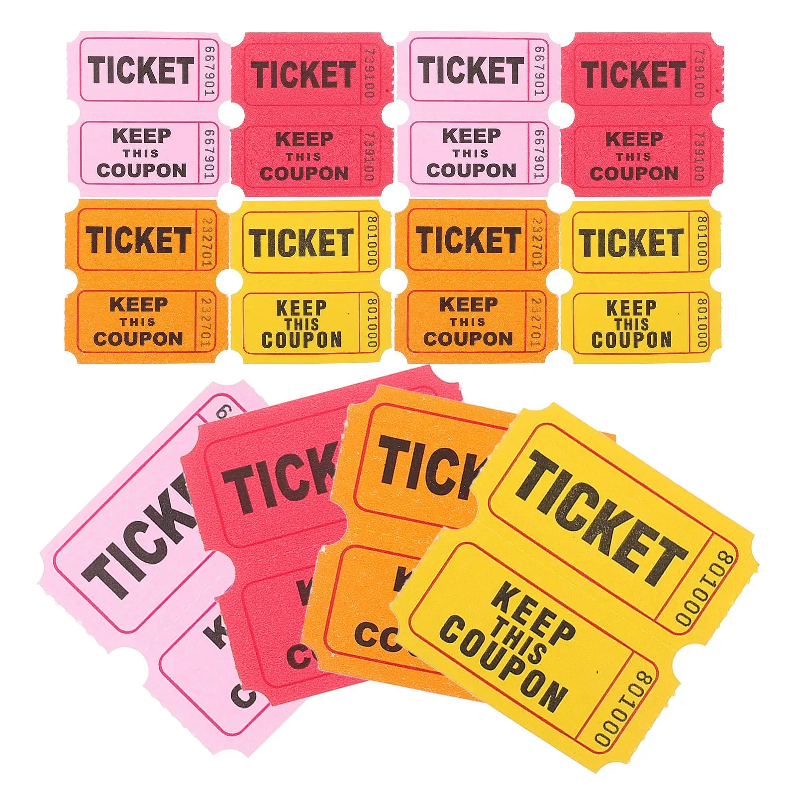 400pcs Raffle Tickets Lottery Game Carnival Party Fundraiser Large Size Yellow Pink Variety Colorful Event Tickets Roll
400pcs Raffle Tickets Lottery Game Carnival Party Fundraiser Large Size Yellow Pink Variety Colorful Event Tickets Roll