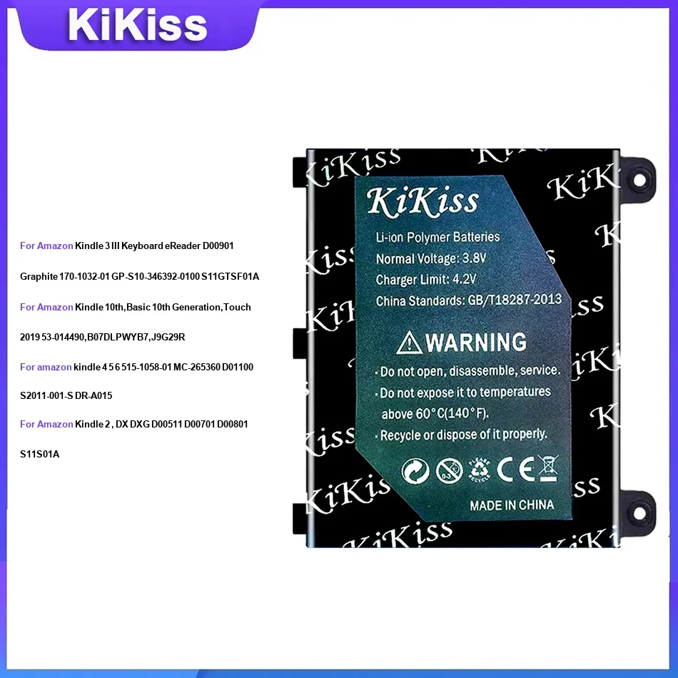 Battery For Amazon Kindle 3 III Keyboard eReader D00901 10th,Basic 10th Generation 4 5 6 515-1058-01 2 , DX 4 5 6 515-1058-01
Battery For Amazon Kindle 3 III Keyboard eReader D00901 10th,Basic 10th Generation 4 5 6 515-1058-01 2 , DX 4 5 6 515-1058-01