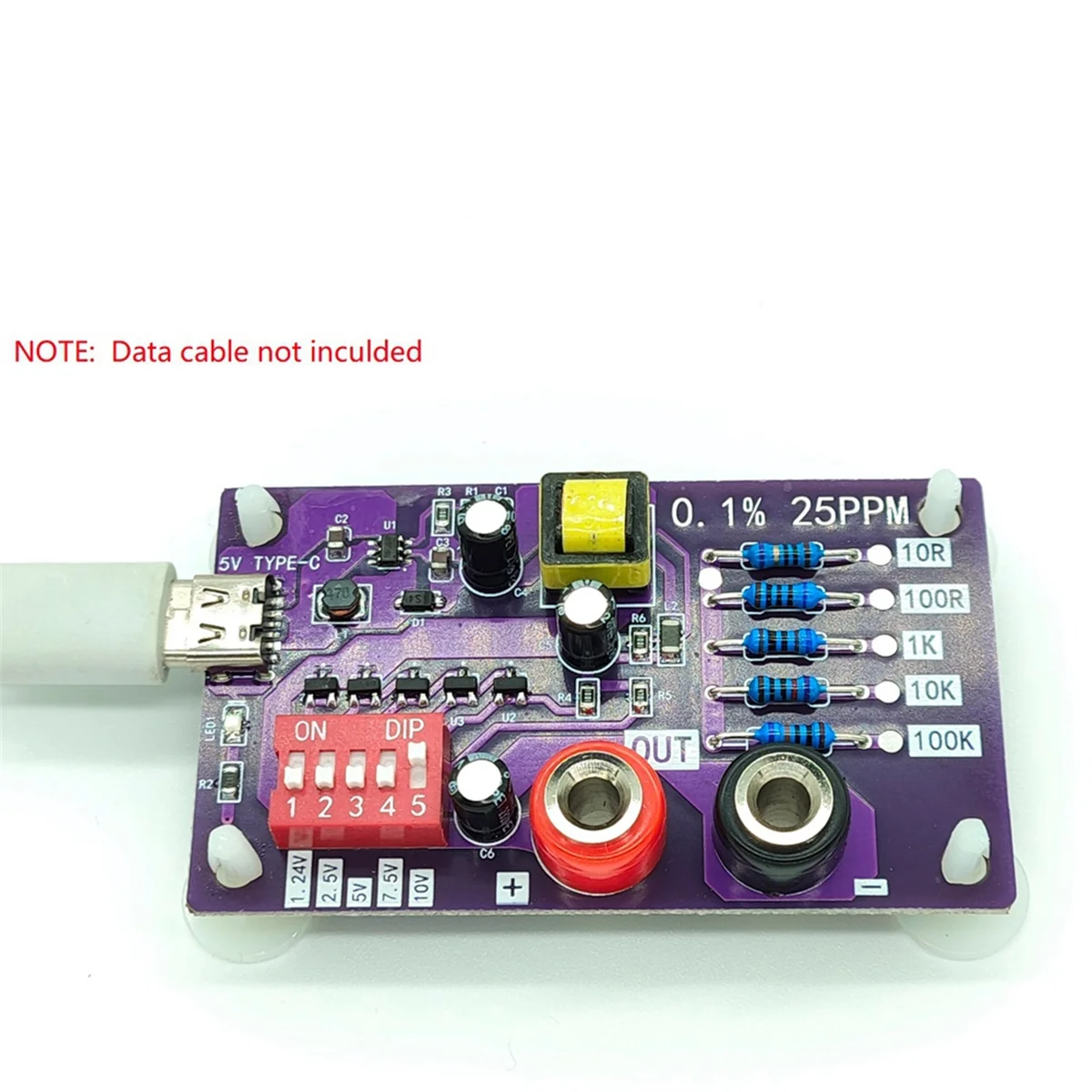 ABYA AD585 Voltage Reference Module 5 Channels 1.24V/2.5V/7.5V/5V/10V 5 Levels 10R/100R/1K/10K/100K Resistors of Calibration
ABYA AD585 Voltage Reference Module 5 Channels 1.24V/2.5V/7.5V/5V/10V 5 Levels 10R/100R/1K/10K/100K Resistors of Calibration