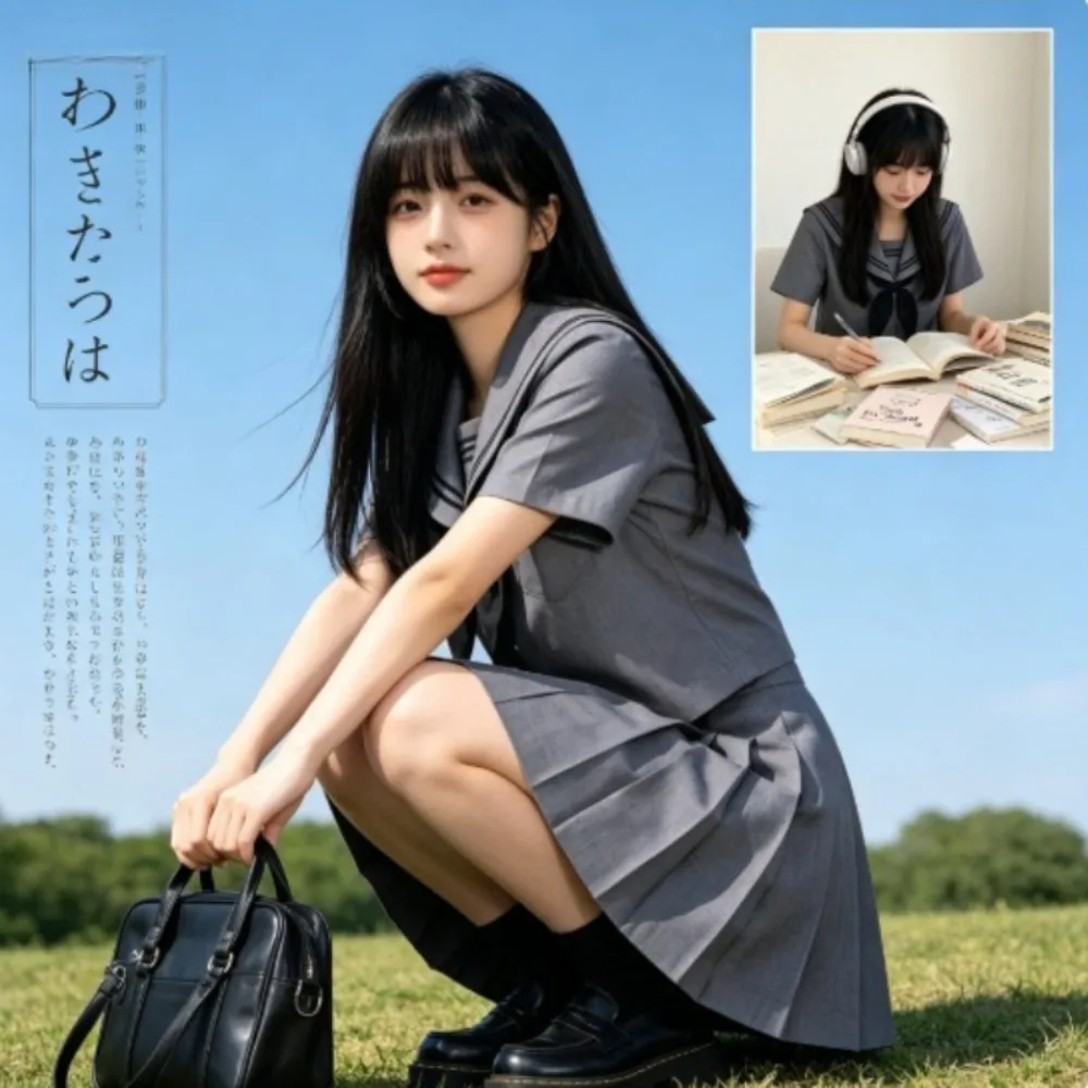 Gray JK School Uniform Set,Japanese College Style Pleated Skirt Suit With short Sleeve Top,Outfit For Student Campus Daily Wear
Gray JK School Uniform Set,Japanese College Style Pleated Skirt Suit With short Sleeve Top,Outfit For Student Campus Daily Wear