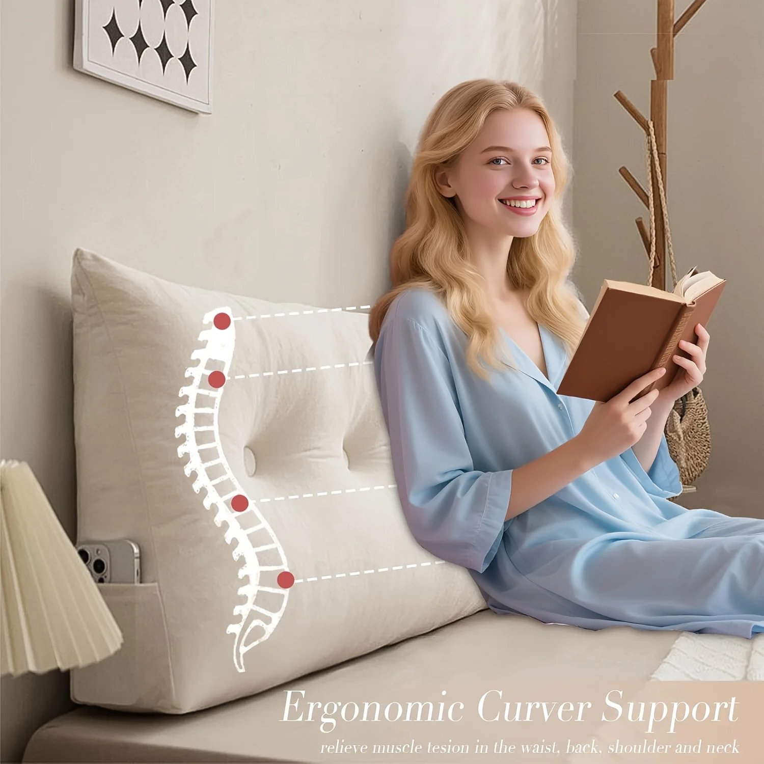 Ultimate Comfort Triangular Headboard Pillow - Ergonomic Backrest Support Cushion with Side Pockets, Removable And Washable Cover, Bed Gap Filler for Twin/Queen/King Beds - Multiple Colors Available
Ultimate Comfort Triangular Headboard Pillow - Ergonomic Backrest Support Cushion with Side Pockets, Removable And Washable Cover, Bed Gap Filler for Twin/Queen/King Beds - Multiple Colors Available