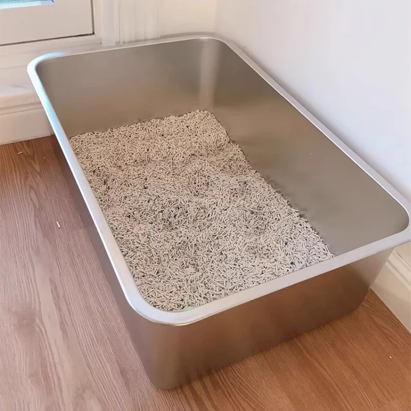 Large Cat Litter Box with Handles Durable Stainless Steel Cats' Sandbox Spacious Low Entry Design Pet Bedpans for Pet Accessorie
Large Cat Litter Box with Handles Durable Stainless Steel Cats' Sandbox Spacious Low Entry Design Pet Bedpans for Pet Accessorie