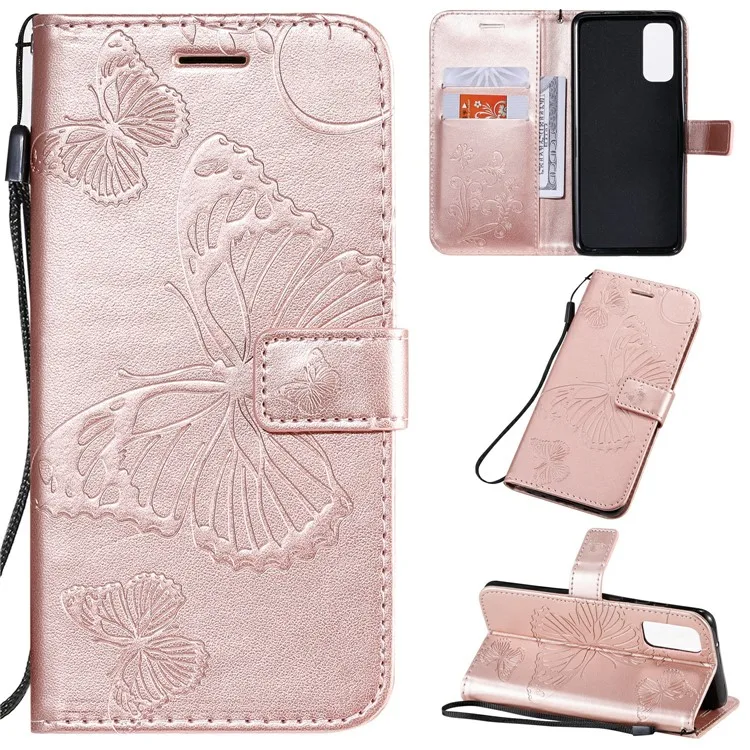 For Samsung Galaxy S20 4G / S20 5G Wallet Case Floral Butterfly Imprinted Leather Phone Cover Stand - Rose Gold
For Samsung Galaxy S20 4G / S20 5G Wallet Case Floral Butterfly Imprinted Leather Phone Cover Stand - Rose Gold