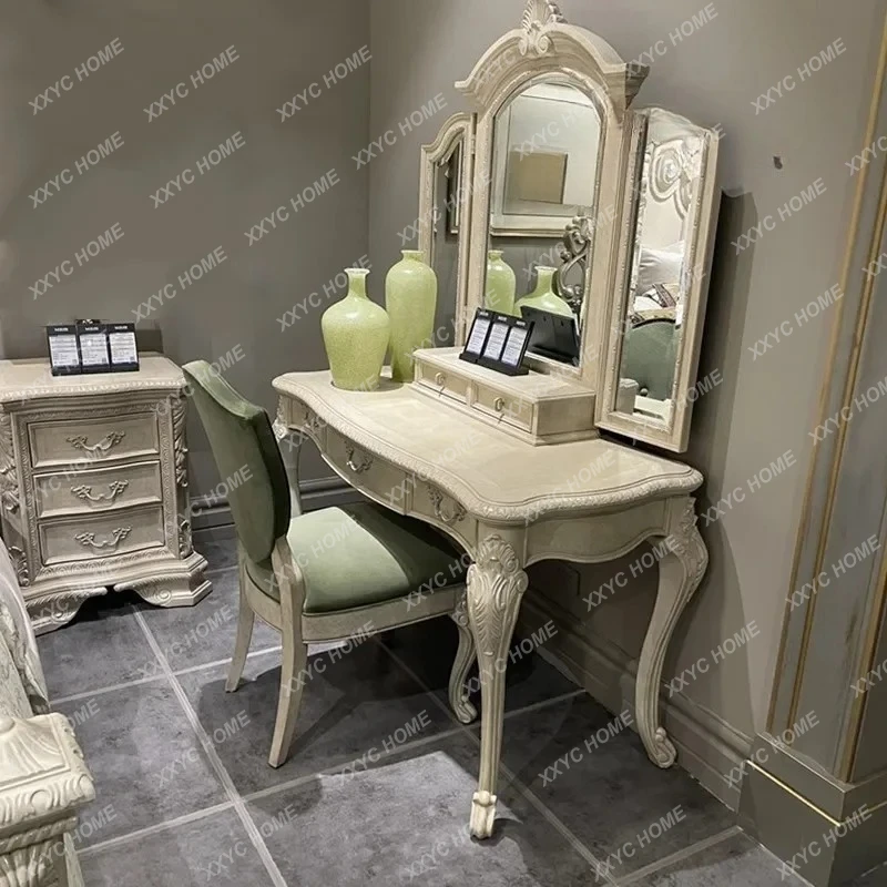 Retro Solid Wood Dresser Bedroom Old Carved Retro Style Light Luxury Makeup Table
Retro Solid Wood Dresser Bedroom Old Carved Retro Style Light Luxury Makeup Table