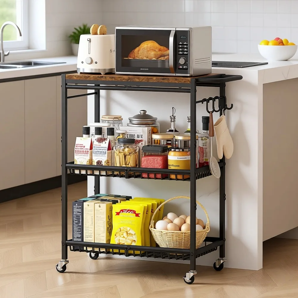 3 Tier Rolling Kitchen Cart with Lockable Wheels 210Lbs Capacity for Island Restaurant Coffee Bar
3 Tier Rolling Kitchen Cart with Lockable Wheels 210Lbs Capacity for Island Restaurant Coffee Bar