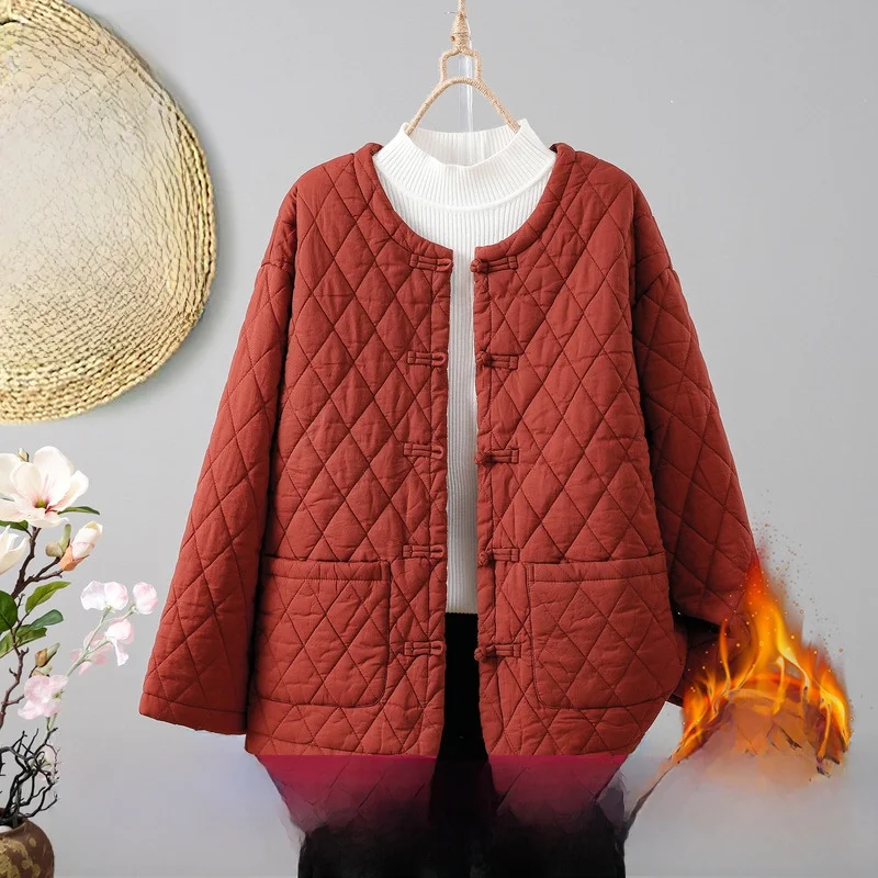 Thiened Cotton Jaet Women's Winter Outerwear Retro Chinese Sle Pure Color Buttoned Cotton Linen Warm Coat Straight Cut
Thiened Cotton Jaet Women's Winter Outerwear Retro Chinese Sle Pure Color Buttoned Cotton Linen Warm Coat Straight Cut