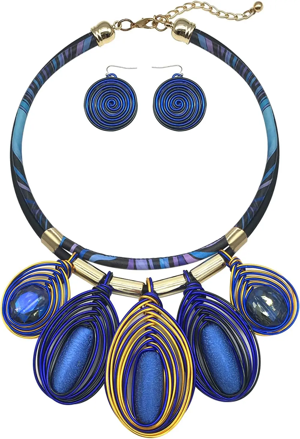 Bold Handmade Tribal Necklace and Earring Set with Wood Crystal Gold Wire Wrapped Pendant
Bold Handmade Tribal Necklace and Earring Set with Wood Crystal Gold Wire Wrapped Pendant