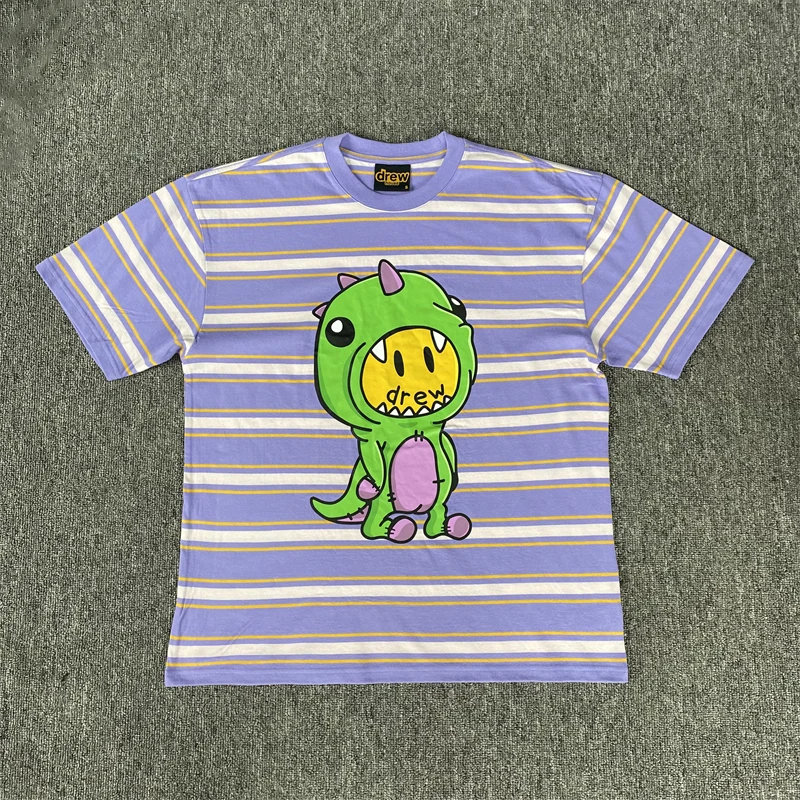 Drew House New Mens Clothing Striped purple T shirt men's and women's printed loose short sleeve T-shirt Ropa hombre
Drew House New Mens Clothing Striped purple T shirt men's and women's printed loose short sleeve T-shirt Ropa hombre