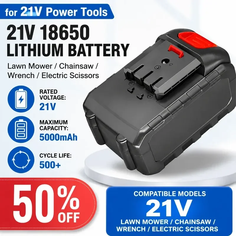 Universal 21V 18650 Lithium Battery for Lawn Mowers, Chain Saws, Electric Wrenches and Electric Scissors
Universal 21V 18650 Lithium Battery for Lawn Mowers, Chain Saws, Electric Wrenches and Electric Scissors