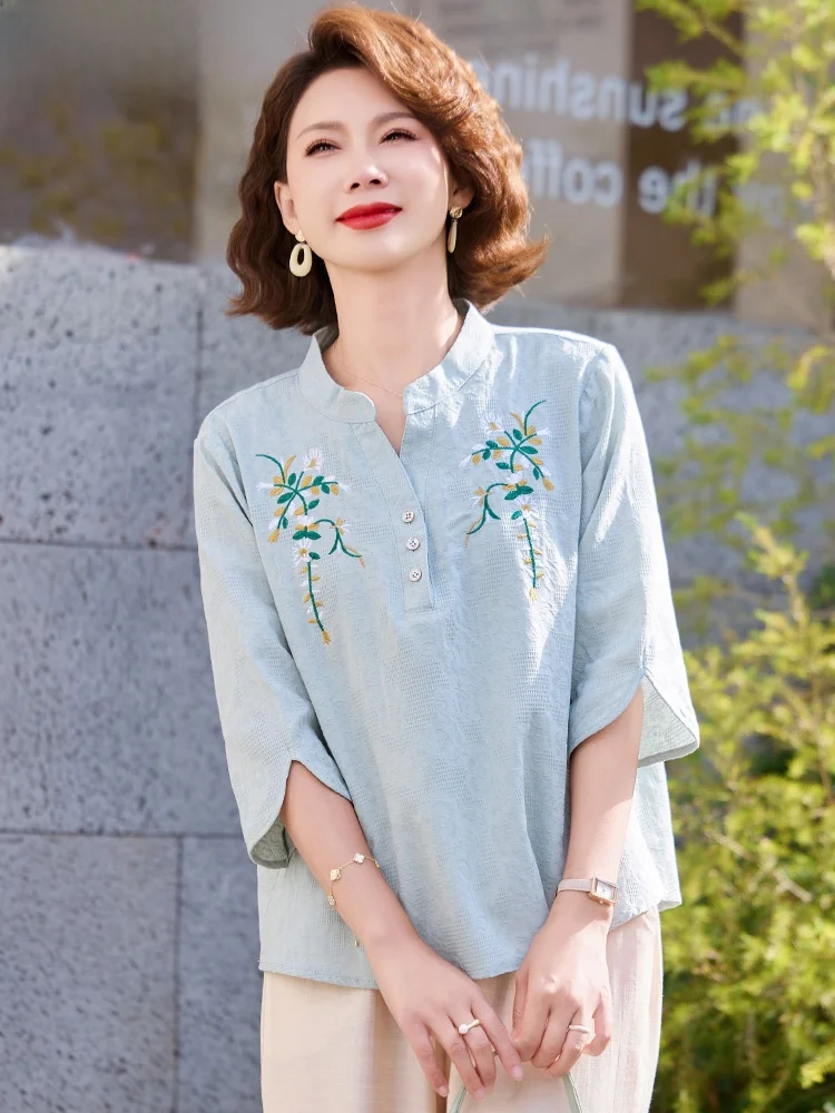 Faionable Cotton Linen ort Sve Women's Two-Piece Set Summer Top for Middle-Aged And ly Ladies Korean Sle Loose Fit
Faionable Cotton Linen ort Sve Women's Two-Piece Set Summer Top for Middle-Aged And ly Ladies Korean Sle Loose Fit