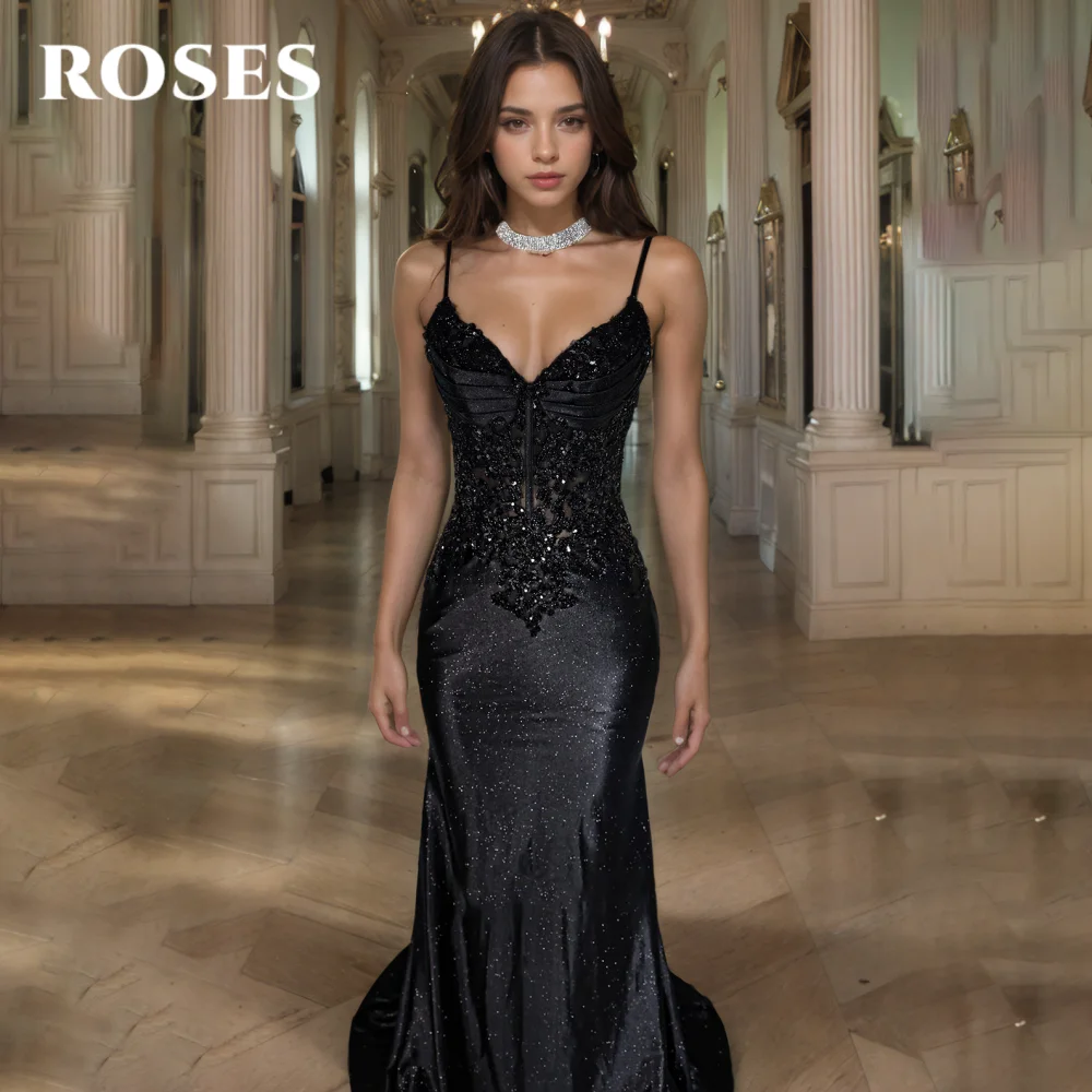 ROSES Black Sexy Prom Dress Sweetheart Hollow Prom Gown with Fishbone Gorgeous Sequins Beadwork Formal Gown for Woman Customized
ROSES Black Sexy Prom Dress Sweetheart Hollow Prom Gown with Fishbone Gorgeous Sequins Beadwork Formal Gown for Woman Customized