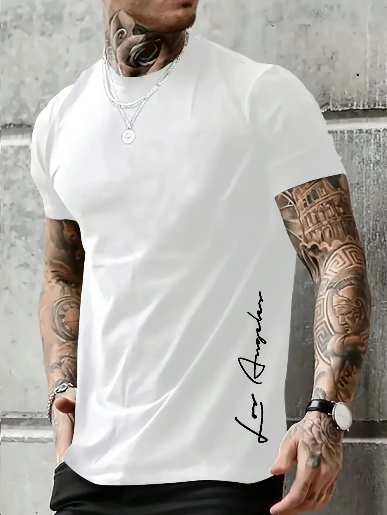 Men's 100 cotton summer loose Contrast Color Alphabet los Angelest print slim fit casual sports round neck short sleeved T-shirt
Men's 100 cotton summer loose Contrast Color Alphabet los Angelest print slim fit casual sports round neck short sleeved T-shirt